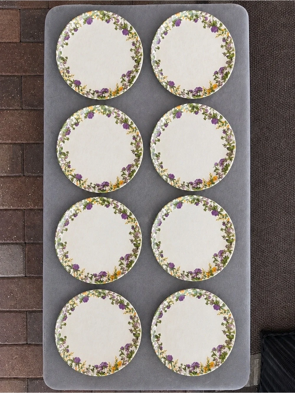 Vintage Glass Floral Dinner Plates — Set of 8